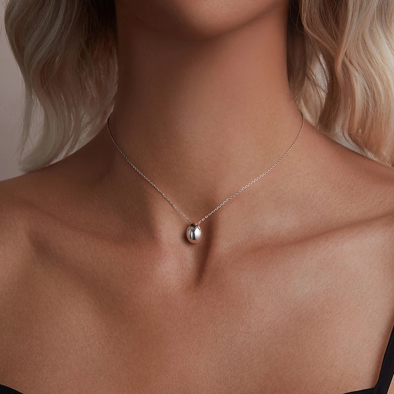 Collier Pendentif Goutte Métallique en Argent 925