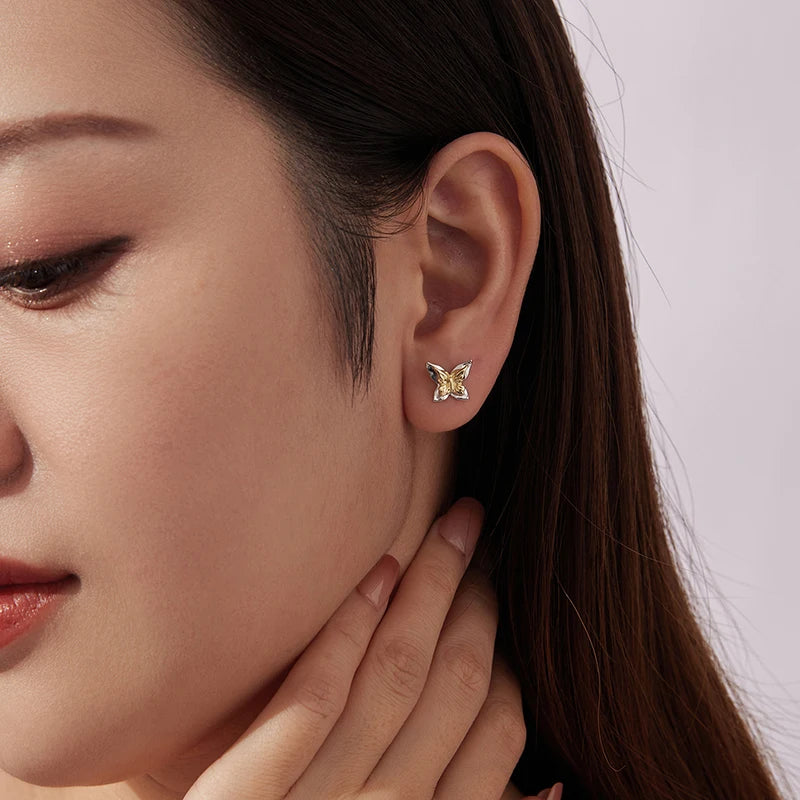 Boucles d'Oreilles Puces Papillon en Argent 925