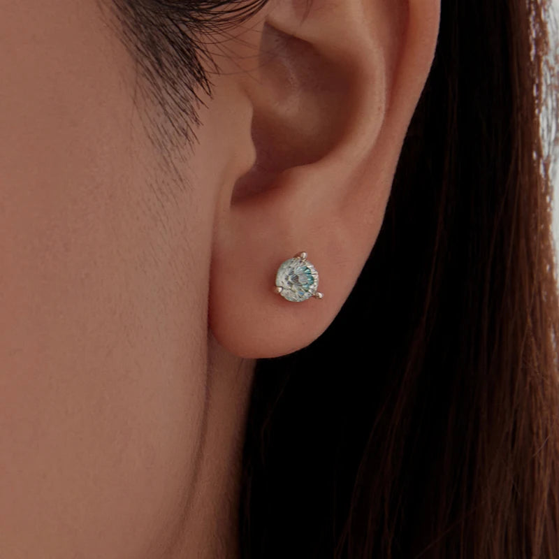 Boucles d'Oreilles Puces Pierre Feu d'Artifice en Argent 925