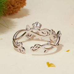 Bague Papillon et Fleur de Cerisier en Argent 925