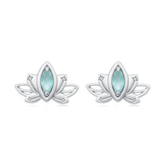 Boucles d'Oreilles Puces Fleur de Lotus en Argent 925