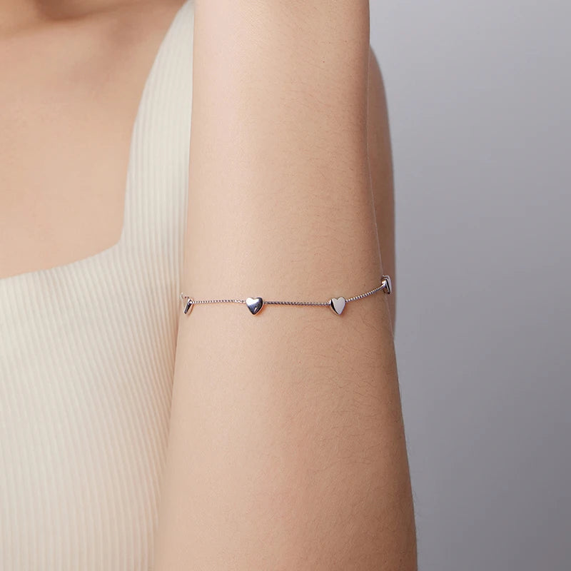 Bracelet Maillons Cœur en Argent 925