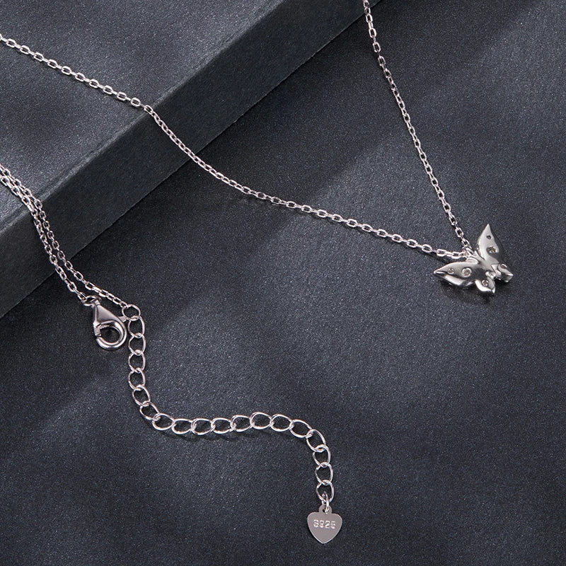 Collier Papillon Moissanite en Argent 925 avec Certificat
