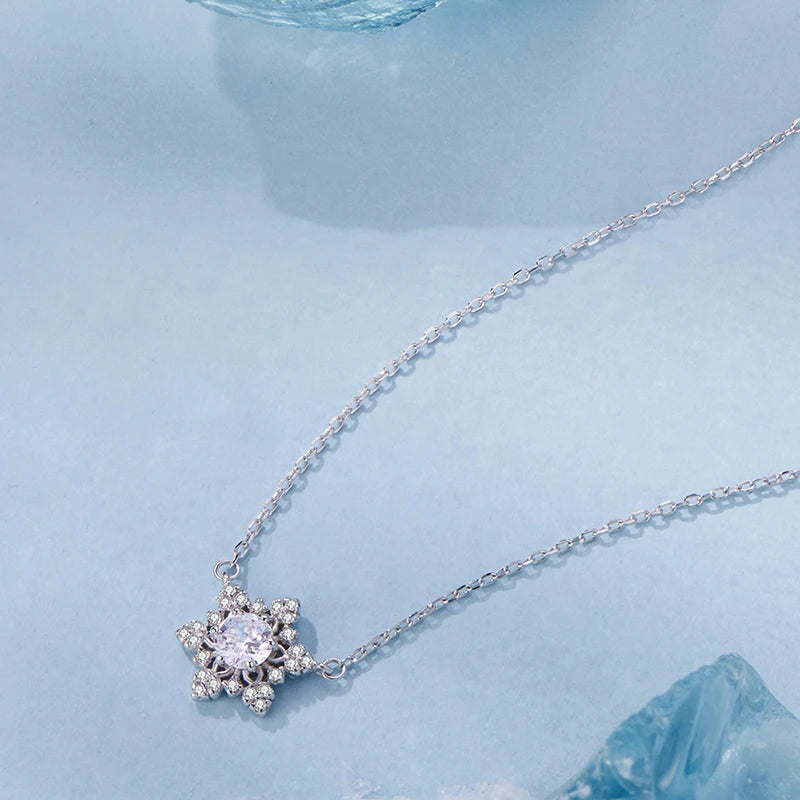 Collier Pendentif Fleur de Givre en Argent 925