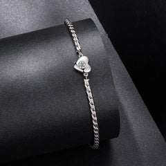 Bracelet Cœur Moissanite en Argent 925 avec Certificat