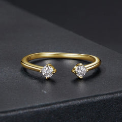 Bague Ajustable Moissanite Délicate en Argent 925 avec Certificat