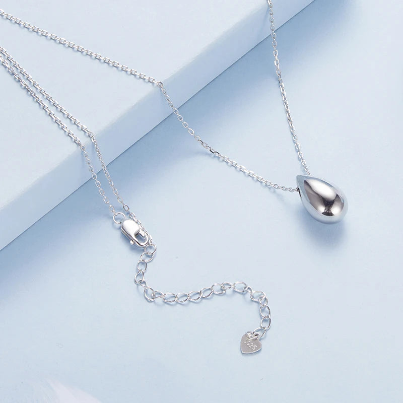 Collier Pendentif Goutte Métallique en Argent 925