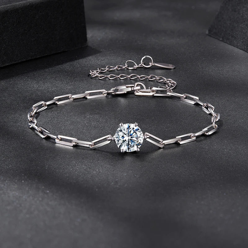 Bracelet Moissanite Étincelant en Argent 925 avec Certificat
