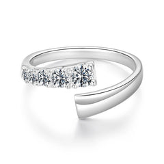 Bague Ajustable Moissanite Tendance en Argent 925 avec Certificat