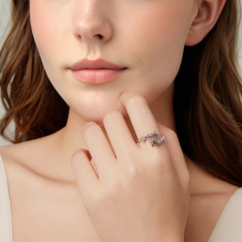 Bague Ajustable Signe Poissons en Argent 925