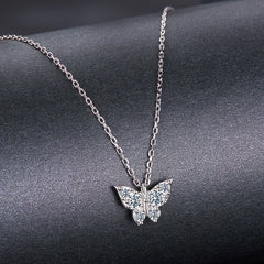 Collier Papillon Moissanite en Argent 925 avec Certificat