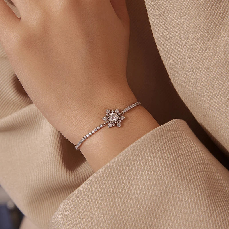Bracelet Ajustable Fleur de Givre en Argent 925