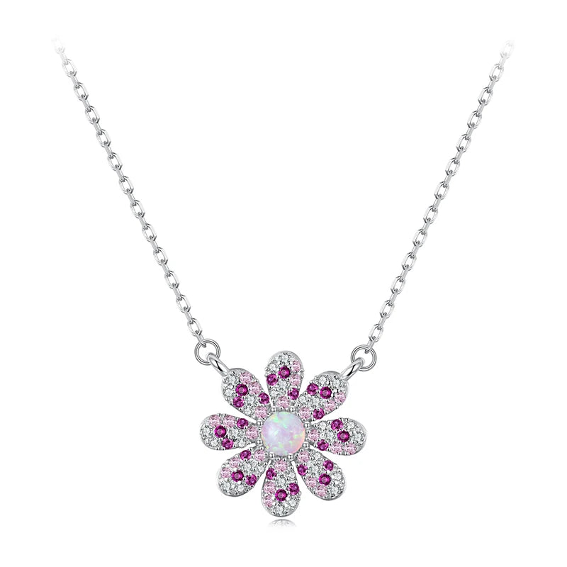 Collier Marguerite Rose en Argent 925
