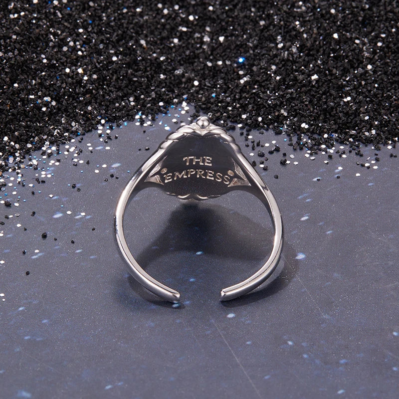 Bague Ajustable Carte de Tarot Reine en Argent 925