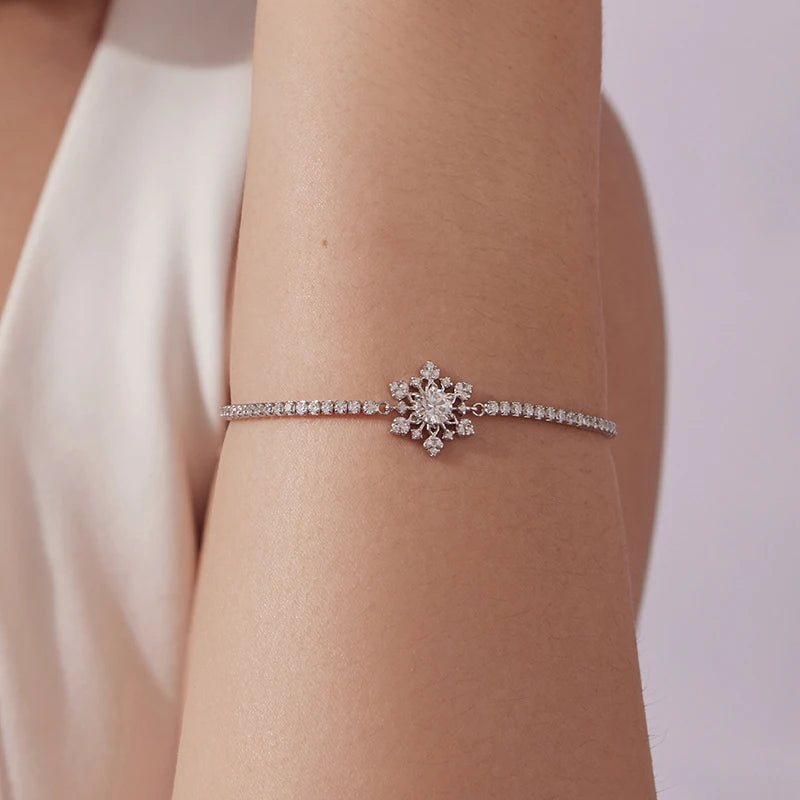 Bracelet Ajustable Fleur de Givre en Argent 925