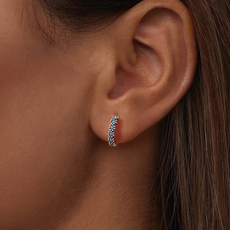 Créoles Turquoise en Argent 925