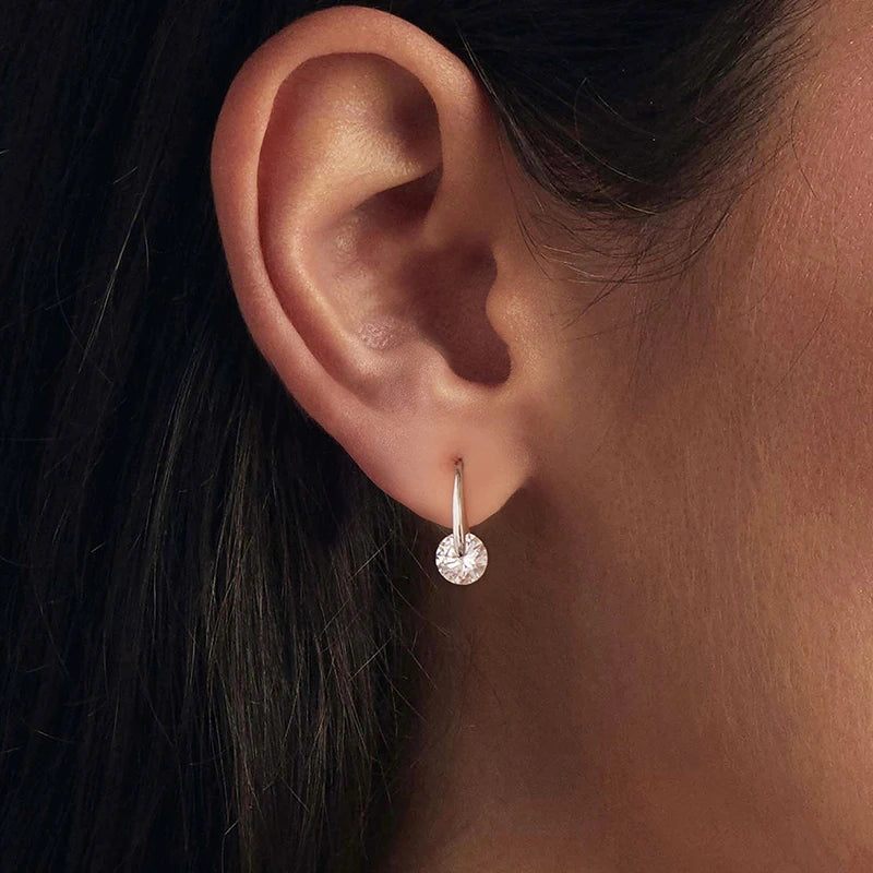 Boucles d'Oreilles Crochet Moissanite Rotative 1ct en Argent 925 avec Certificats