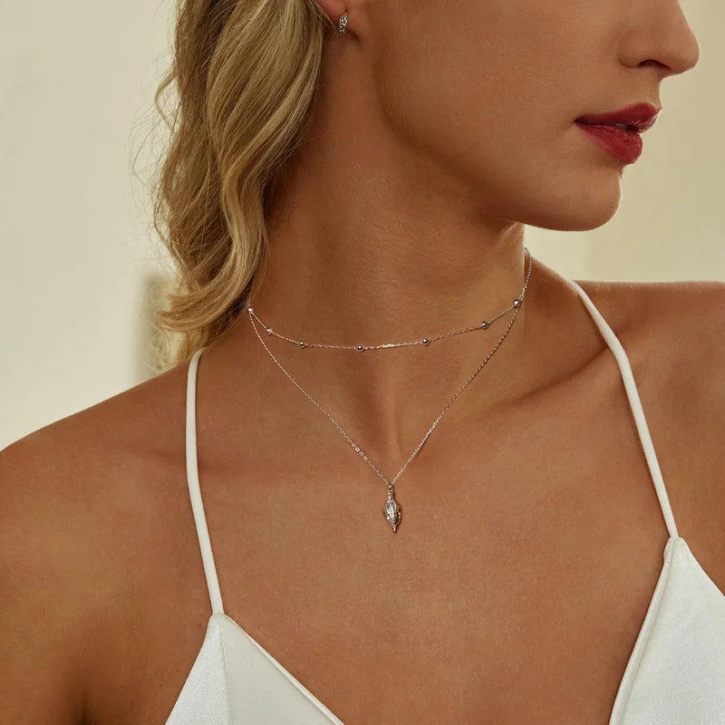 Collier Pendentif Conque en Argent 925