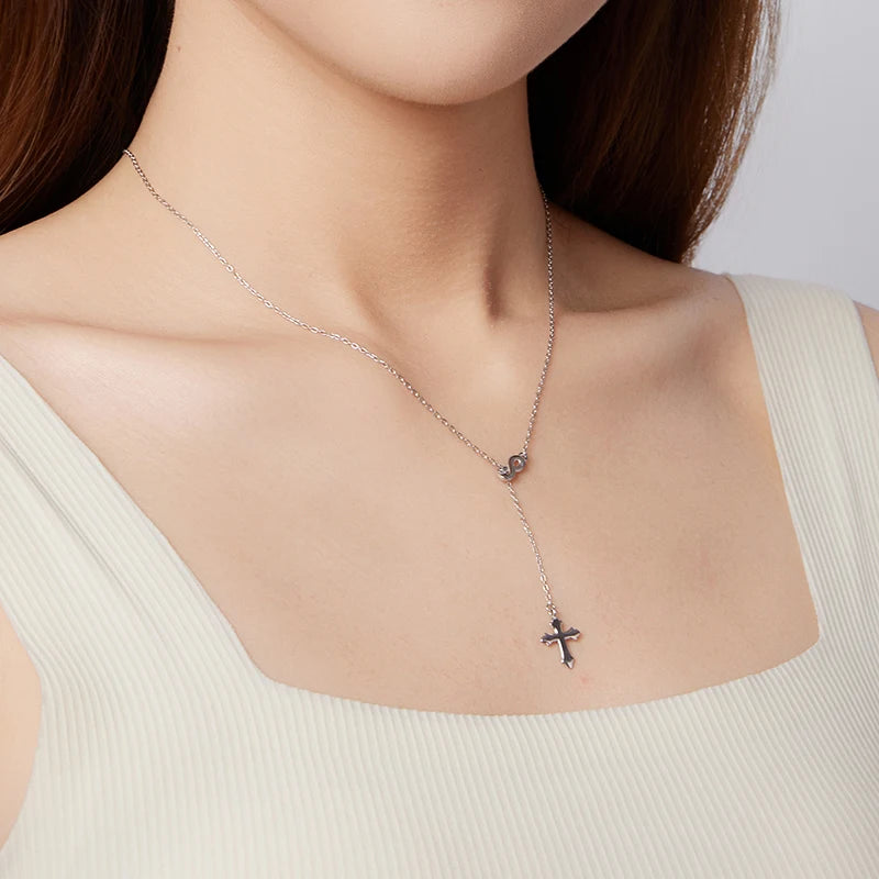 Collier en Y Croix Foi Éternelle en Argent 925