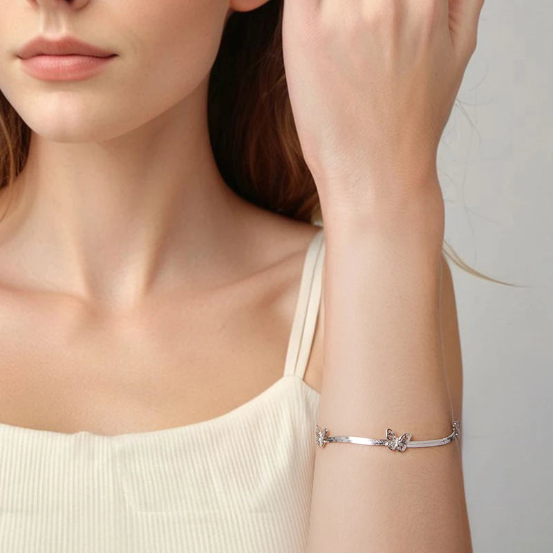 Bracelet à Breloque Papillon en Argent 925