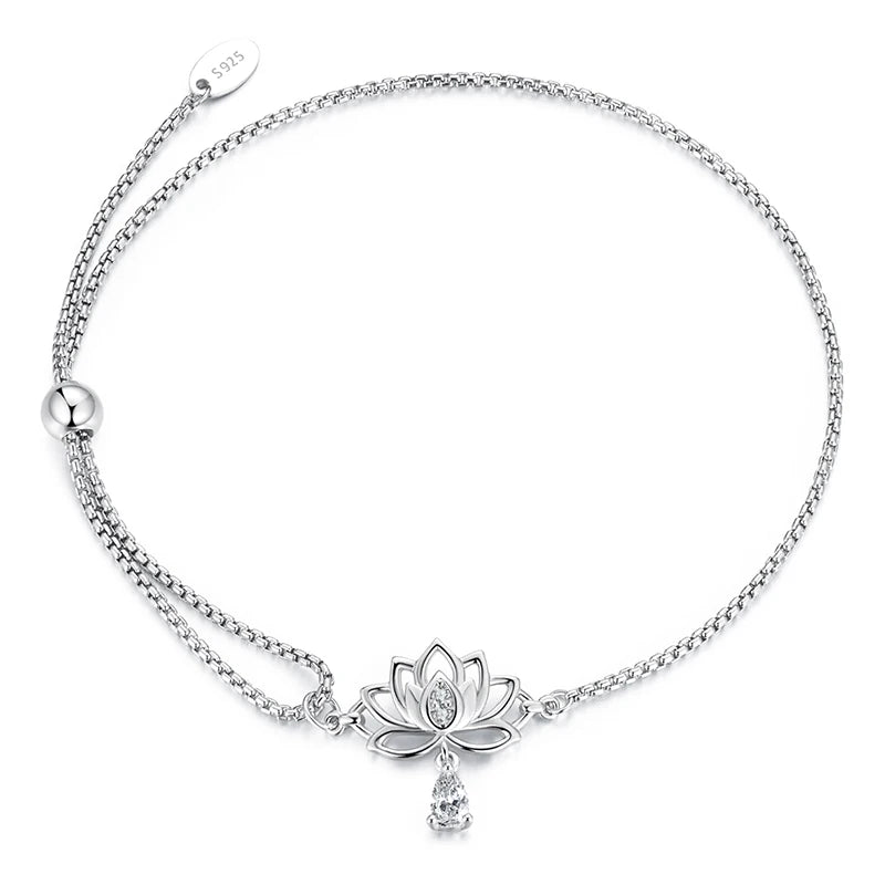 Bracelet Coulissant Fleur de Lotus en Argent 925