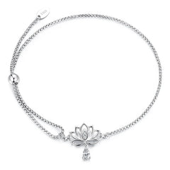 Bracelet Coulissant Fleur de Lotus en Argent 925