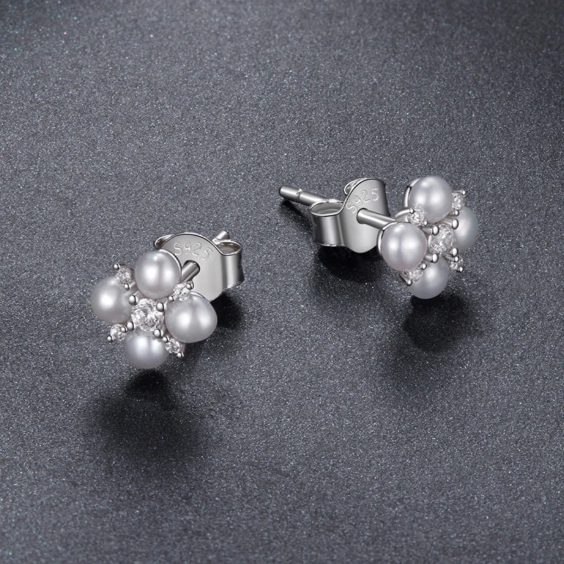 Boucles d'Oreilles Puces Trèfle Moissanite en Argent 925 avec Certificat