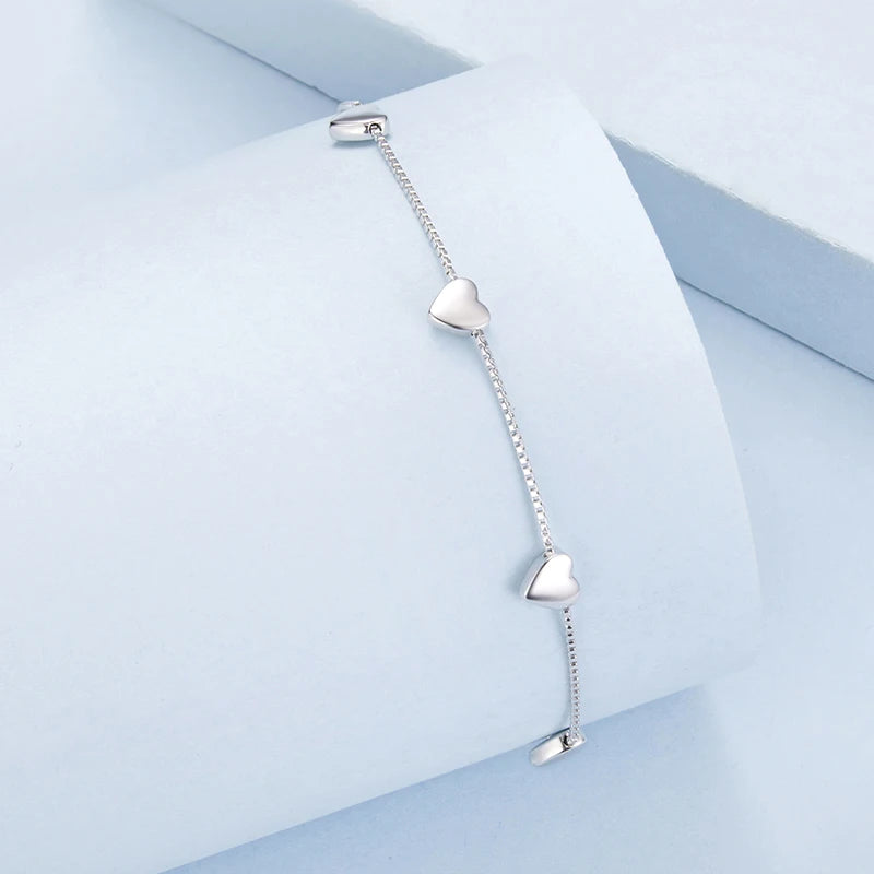 Bracelet Maillons Cœur en Argent 925