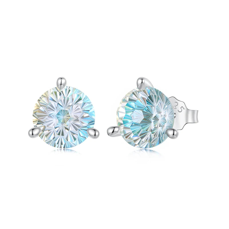 Boucles d'Oreilles Puces Pierre Feu d'Artifice en Argent 925