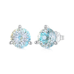 Boucles d'Oreilles Puces Pierre Feu d'Artifice en Argent 925