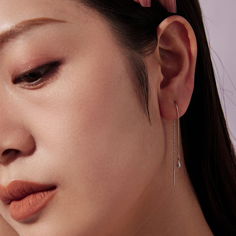 Boucles d'Oreilles Pendantes Goutte à Pampille en Argent 925