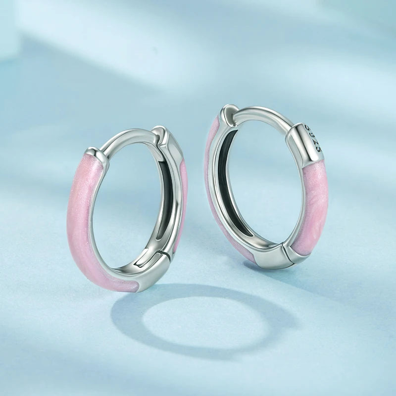 Créoles Anneau Rose en Argent 925
