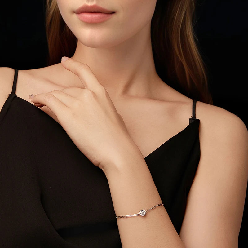 Bracelet Moissanite Étincelant en Argent 925 avec Certificat