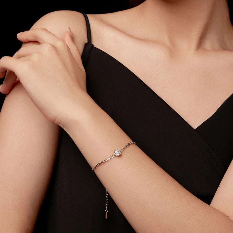 Bracelet Moissanite Étincelant en Argent 925 avec Certificat