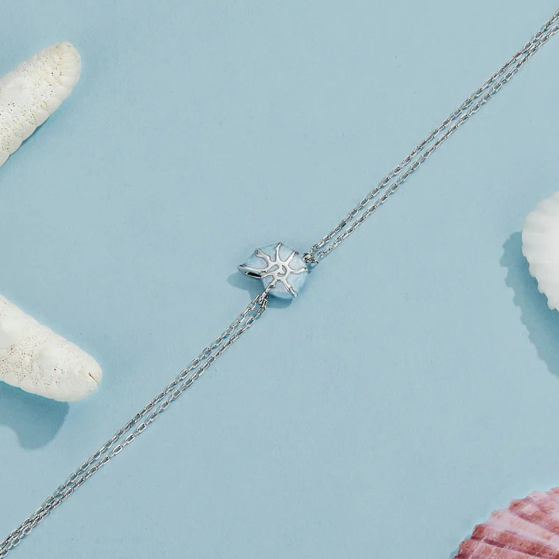 Bracelet Conque Bleue en Argent 925