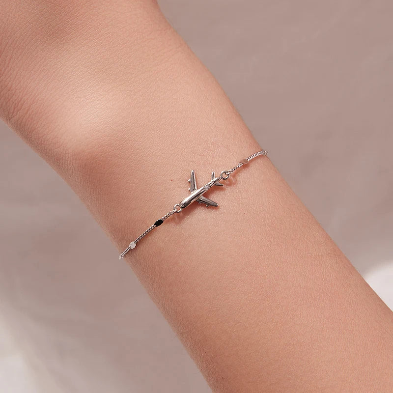 Bracelet Avion Voyage en Argent 925