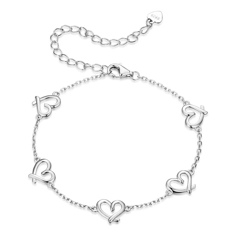 Bracelet Maillons Cœur en Argent 925