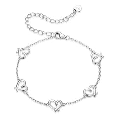 Bracelet Maillons Cœur en Argent 925