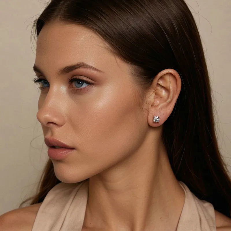 Boucles d'Oreilles Puces Moissanite 1ct en Argent 925 avec Certificats