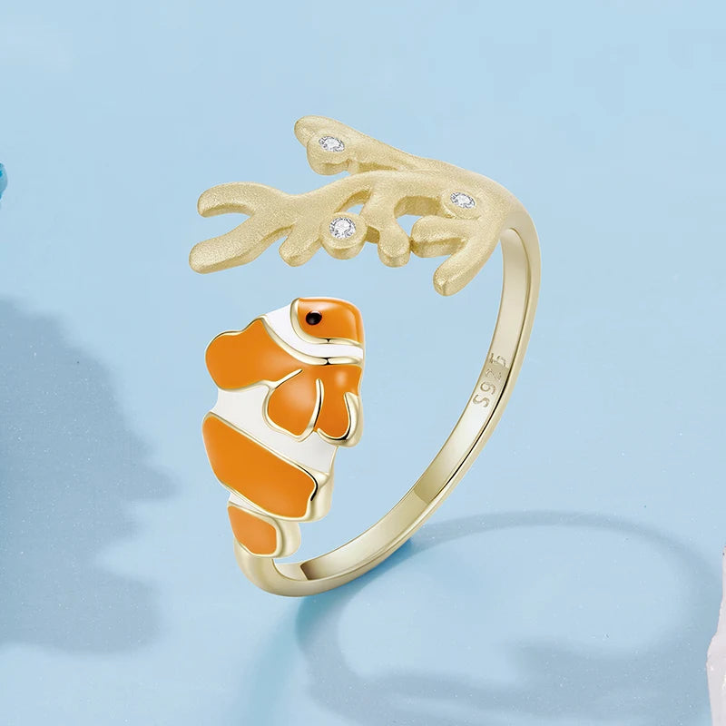 Bague Ajustable Poisson-Clown en Argent 925