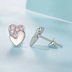 Boucles d'Oreilles Puces Cœur en Argent 925