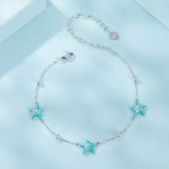 Bracelet Étoile de Mer Bleu-Vert en Argent 925