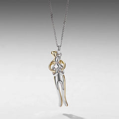Collier de Couple Étreinte Amoureuse en Argent 925