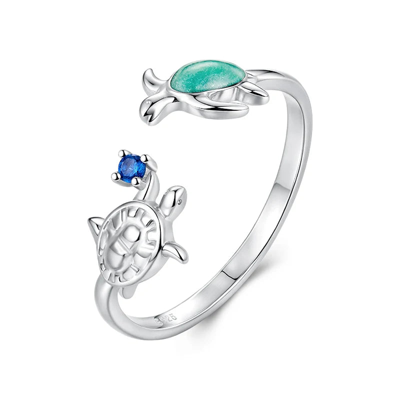 Bague Ajustable Tortue de Mer en Argent 925