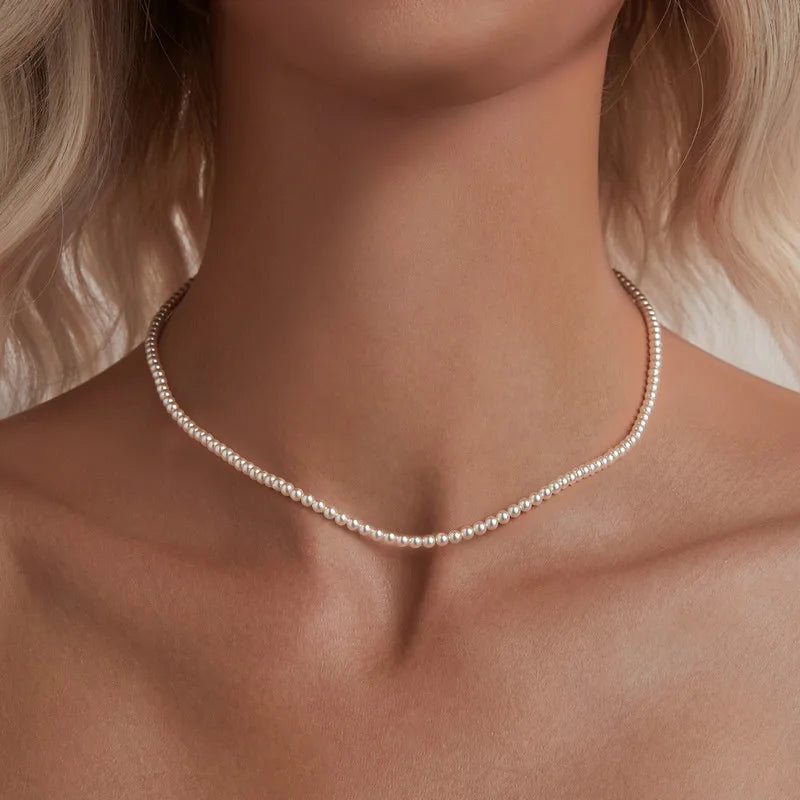 Collier en Nacre Blanche et Argent 925