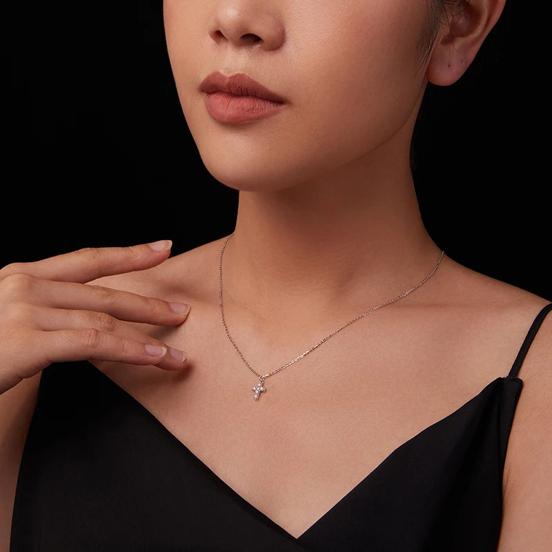 Collier Pendentif Croix en Argent 925 avec Certificat
