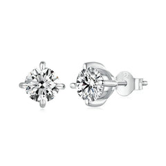 Boucles d'Oreilles Puces Moissanite 1ct en Argent 925 avec Certificats