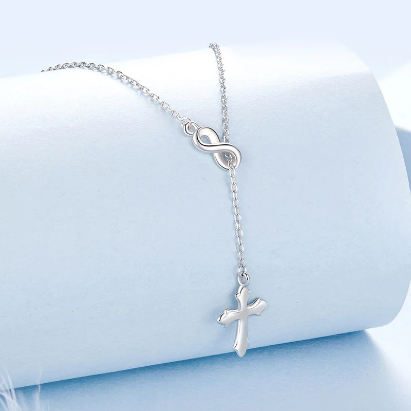 Collier en Y Croix Foi Éternelle en Argent 925