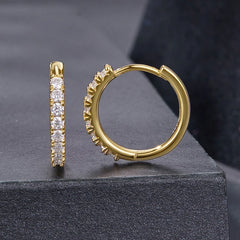 Créoles Rondes Moissanite Plaqué Or 18K en Argent 925
