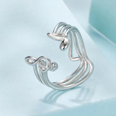 Bague Ajustable Note de Musique en Argent 925